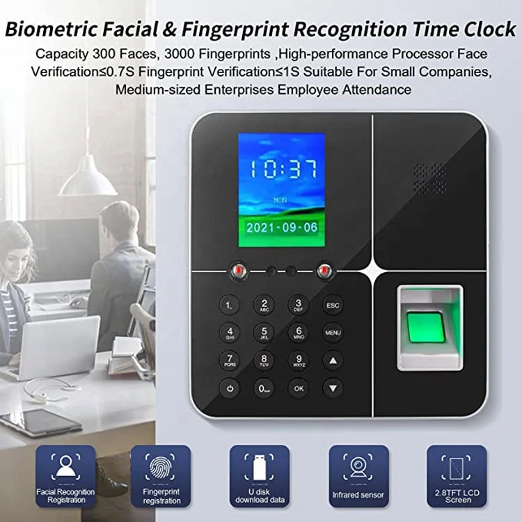 Professional Biometric Face Recognition Attendance Machine F18 Time Attendance