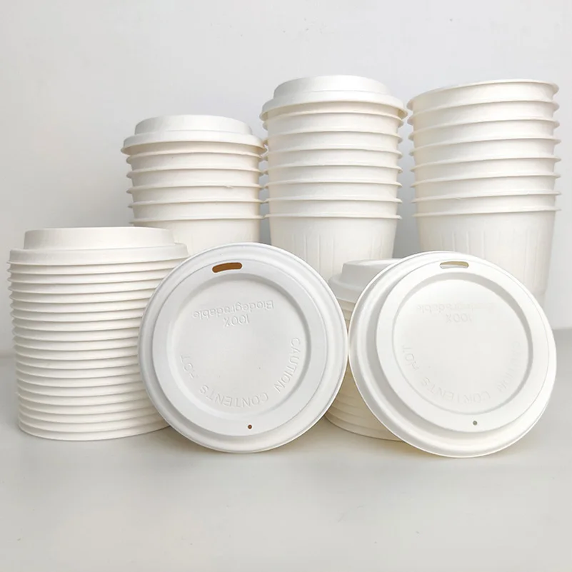 4oz Capsule Lids Biodegradable Coffee Sugarcane Bagasse Paper Cup Lid