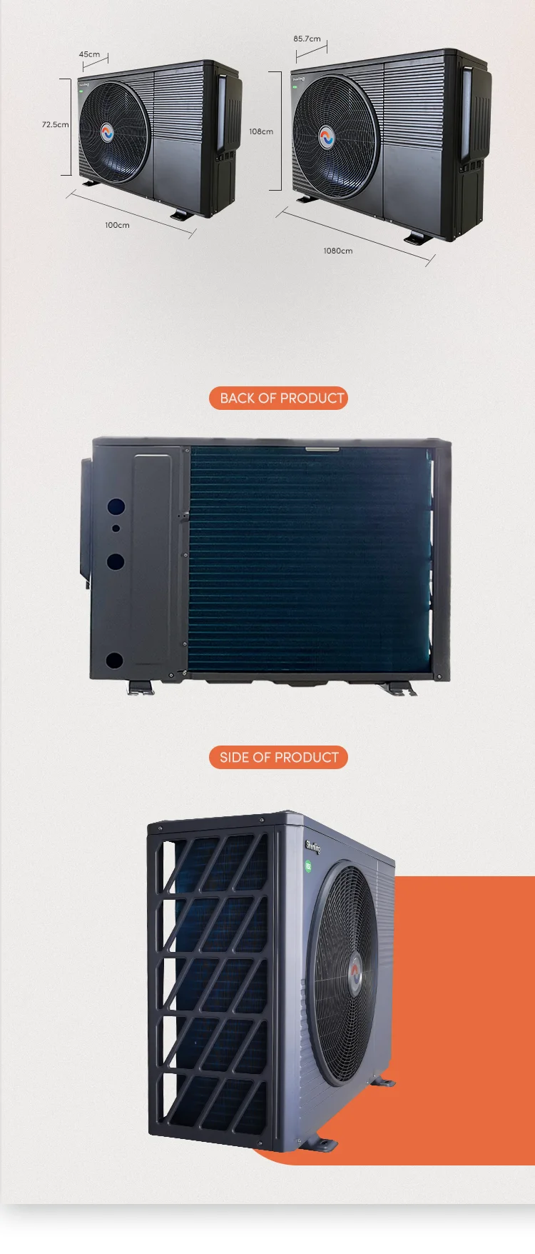 High Temperature Varmepumpe Monoblock 12kw Inverter Air Source Poland