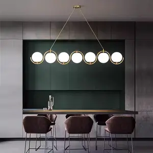 Creative Design Sense of Multi-head Circle Living Room Acrylic Chandelier Fashion Classic Golden bar LED Pendant Light