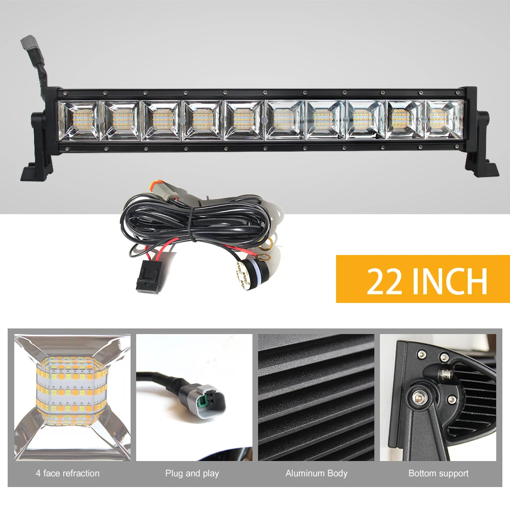 Auto Lighting System 22 Inch 100W Color Changing 9613BS Single Row Car Led Light Bar