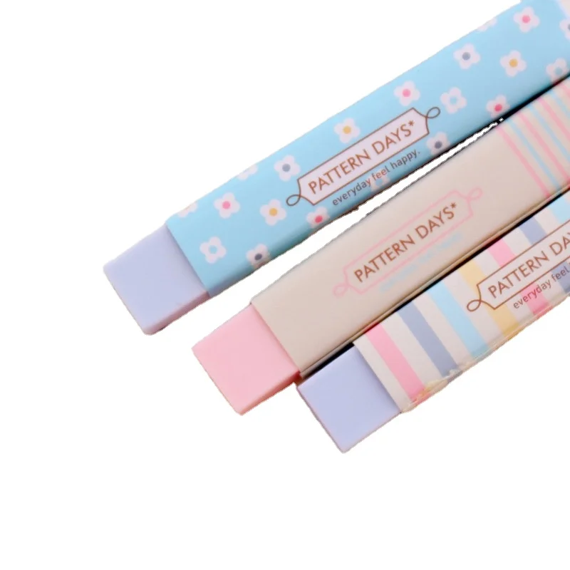 Длинный ластик с цветочным рисунком