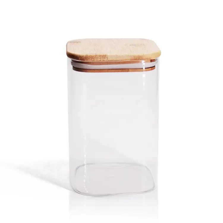 Square Glass Jars with Wood Lids