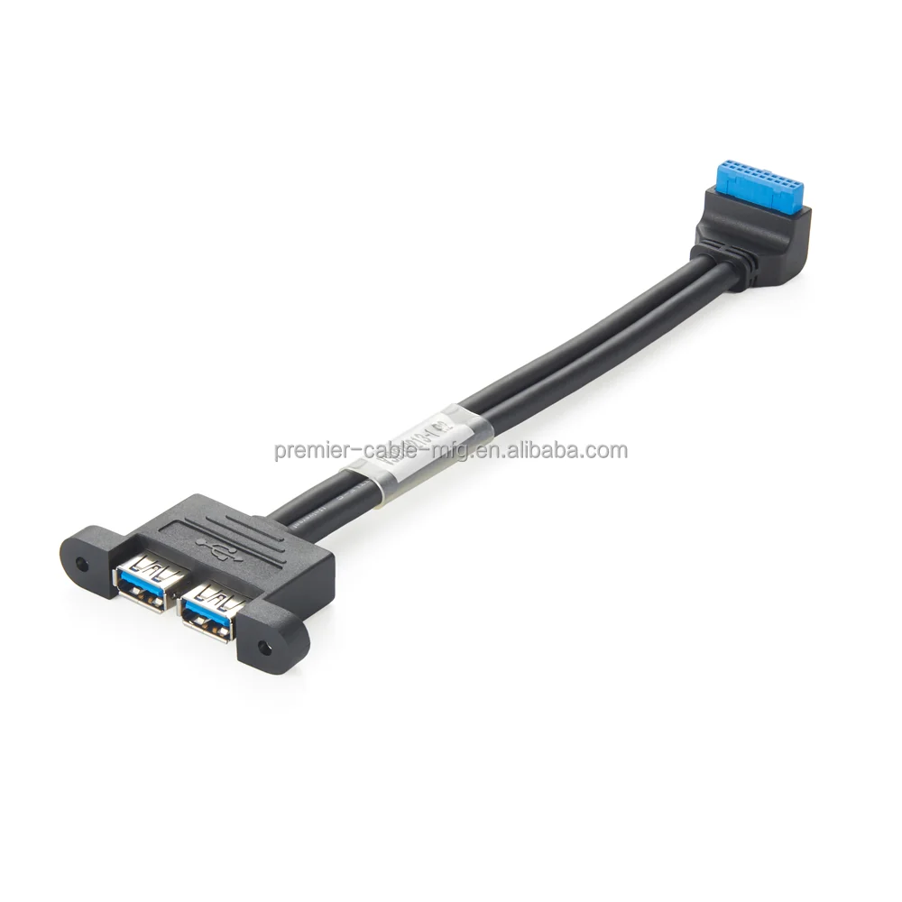 Stackable USB 3.0 Panel Type to Motherboard 20Pin Header Cable Dual Ports supplier