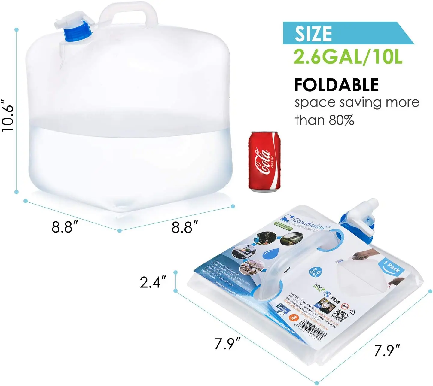 2022 Collapsible Water Container With Faucet Bpa Free Camping Water