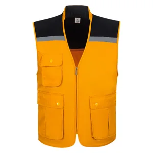 Cotton Multi-Pocket Construction Vest Reflective Properties Breathable Labor Protection Site for Warehouse Property Decoration