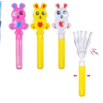 mini cartoon Rabbit shape soap toy bubble water toys water bubble wands stick