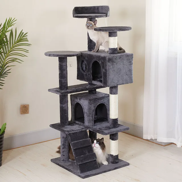 Wholesale Hot Selling Large Size Wood Cat Climbing Frame Cat Scratching Post Cat  Tower Tree House Furniture