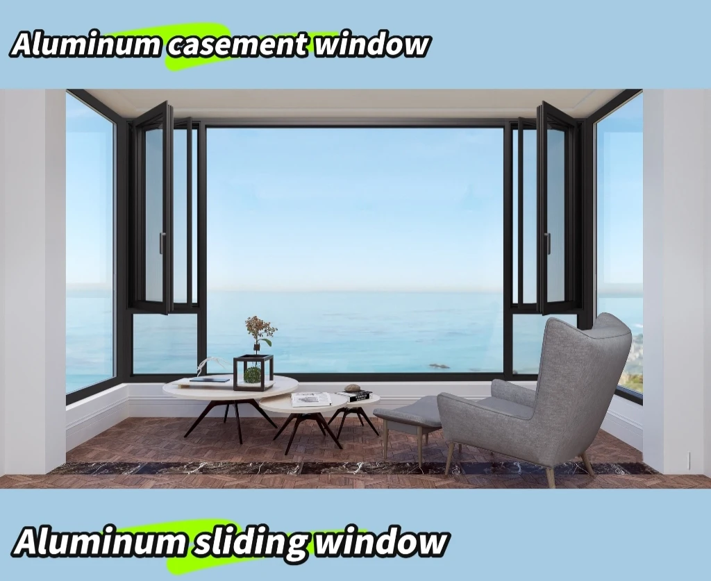 Aluminum Frame Hurricane Impact Tempered Glass Open Out Triple Pane Casement Windows