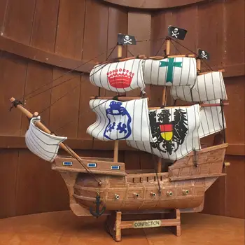 Sculpture Murale En Bois Chêne - Bateau Pirate Voilier - Fait Main - Angleterre