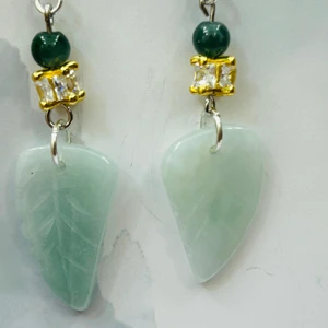 Hot Selling Natural Jade Earrings, Tree Leaf Shaped Jade Earrings, Simple yet Fashionable