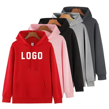 Custom Logo Thick Unisex Oversized Basic Style Hoodies Blank Pure Color High Street Hoodies