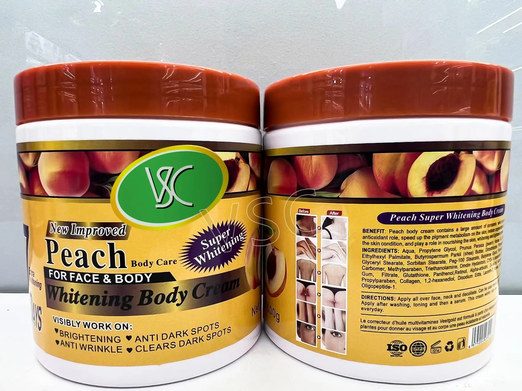 Gommage corporel super blanchissant au sel, crème de douche à la vitamine C, éclaircissant, nettoyant visage, exfoliant, soin de la peau, taches brunes