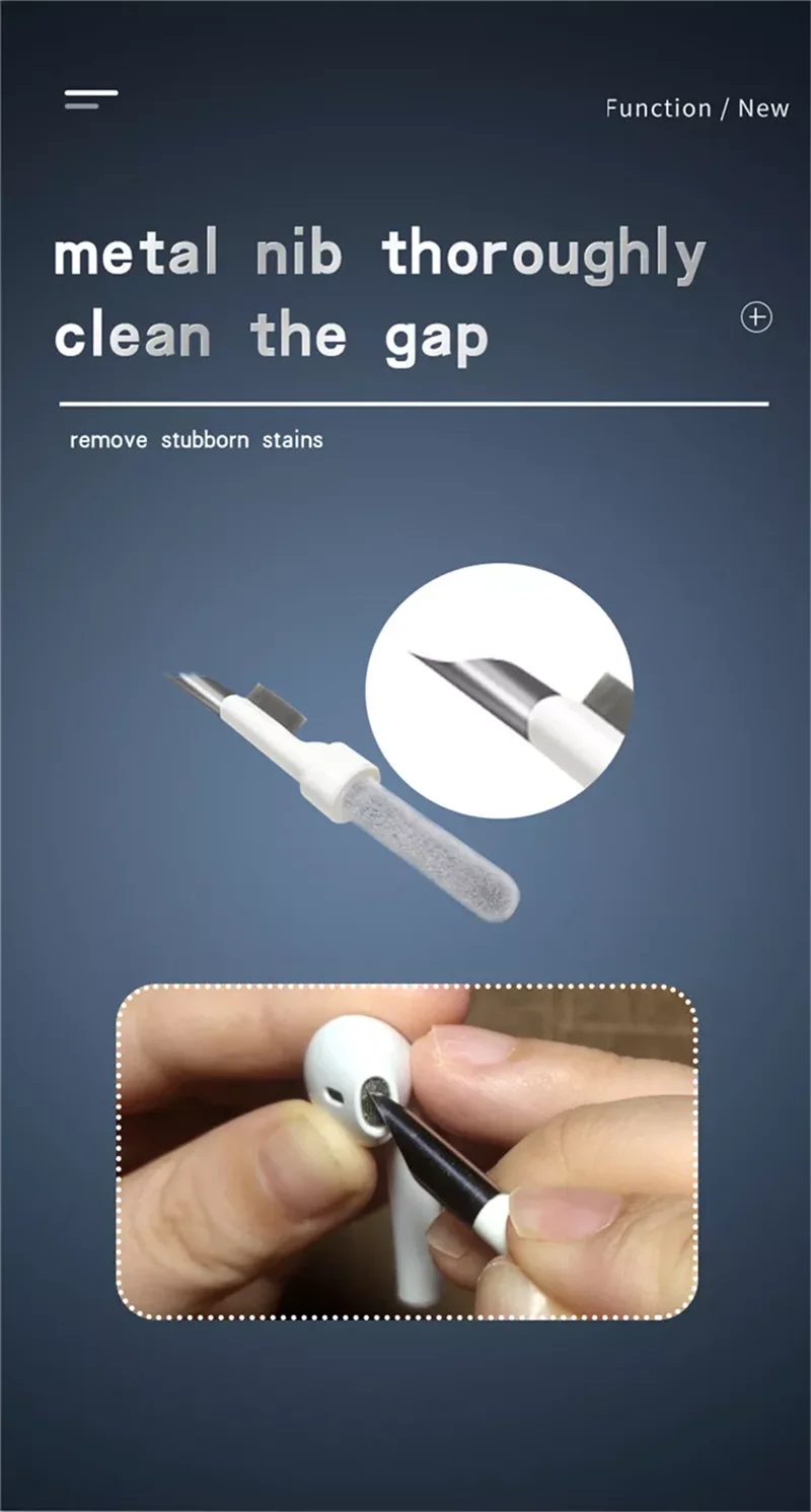 New Arrival Multi-Function Earbuds Cleaner Tool Kit Earphone Cleaner Pen Soft Cleaning Brush for Airpods Cleaner