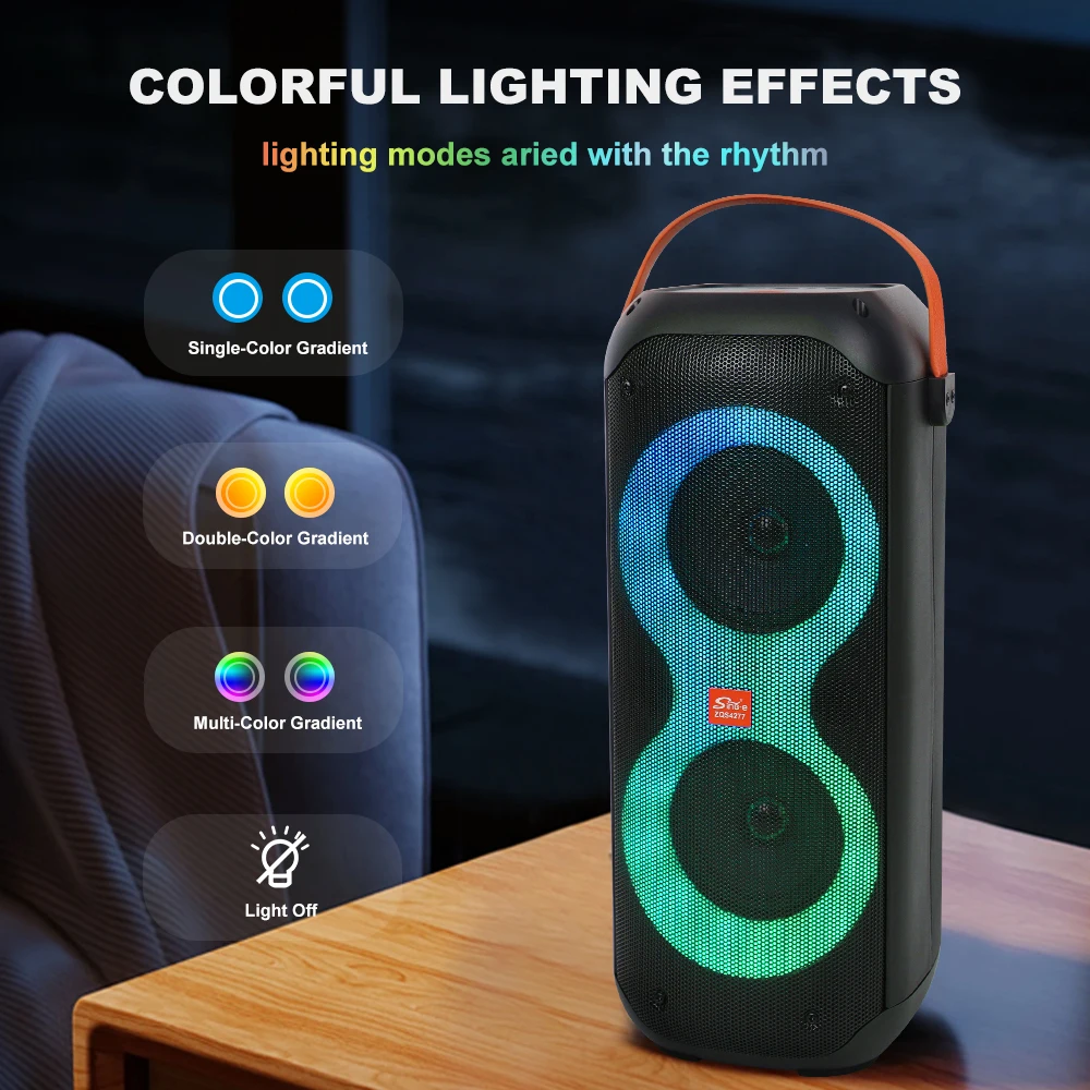 SING-E ZQS4277 Portable Dual 4-Inch Bluetooth DJ Speaker