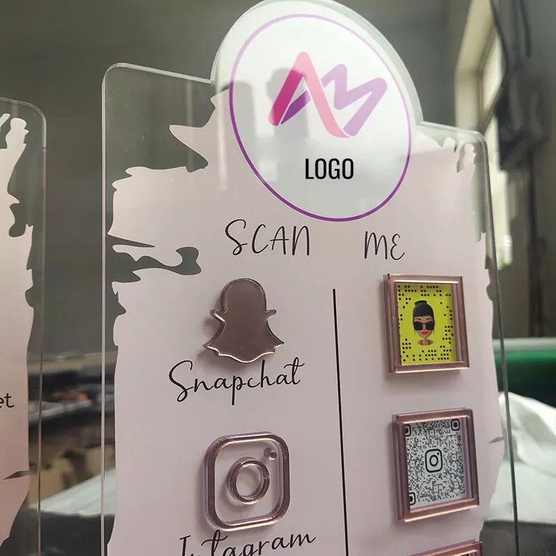 Social Media Counter Instagram Qr Code Acrylic Counter Stand Sign