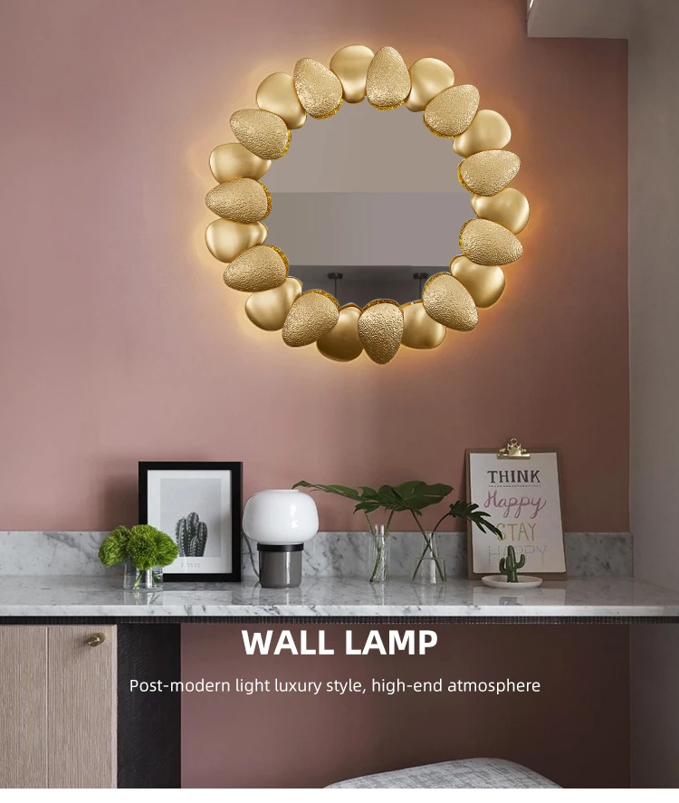 Modern Wall Lights For Hotel Room Decoration Home Lighting Luxury Stainless Steel Iron Round Mirror Indoor LED Wall Lamp