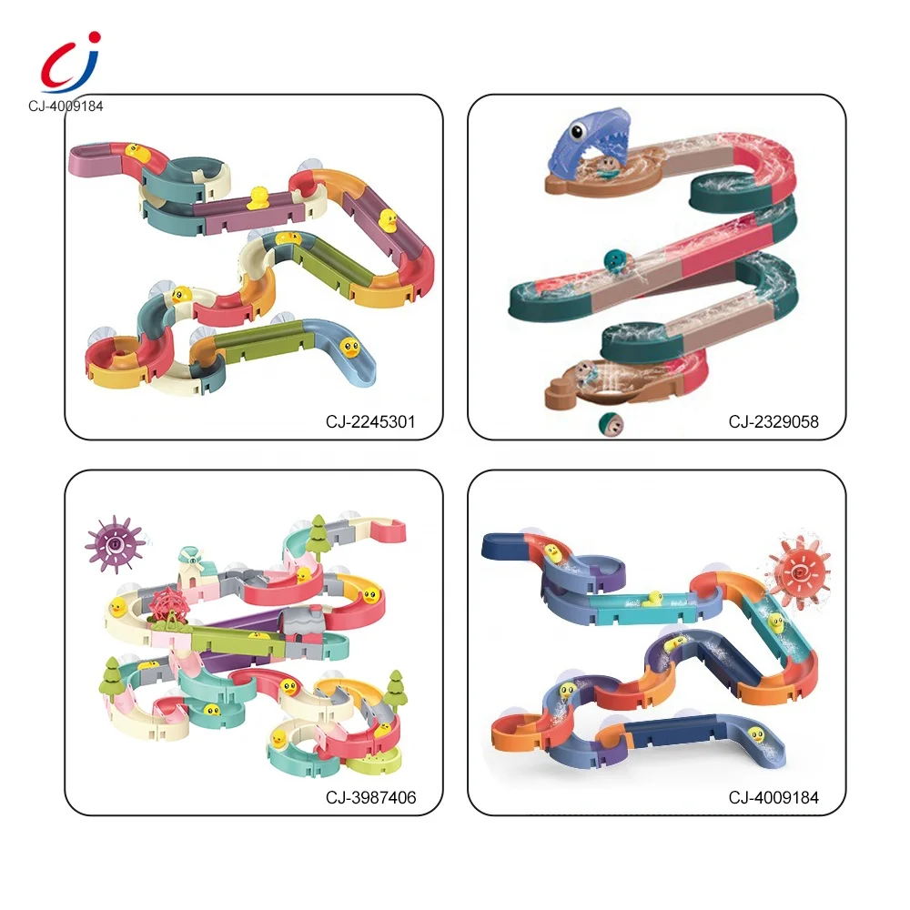 Chengji Toy Slideway Assemble Duck Track Slide Puzzle Game Mini Duck Bath Toy Ball Track Shower Water Slide Track Bath Toy