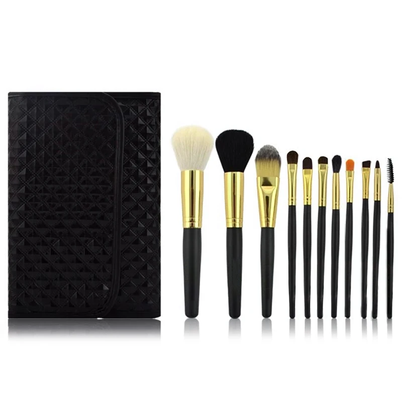 Новое поступление, набор золотых косметических кистей для макияжа с животными волосами, 12 шт.