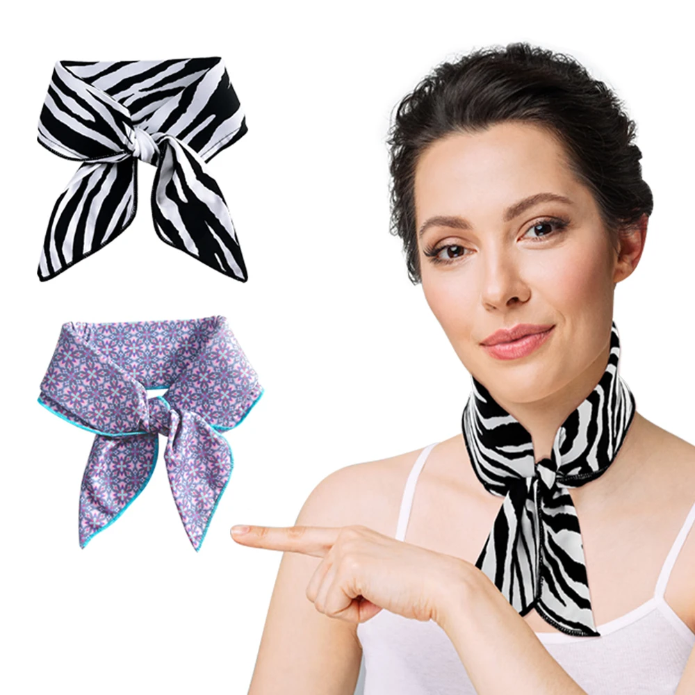Zebra Print Neck Scarf With Bow Knot For Women Fashion Accessory
