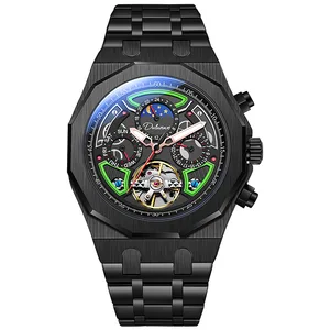 Top Brand Fashion Silicone Strap Automatic Watch Men Luxury Custom Logo 43mm Mechanical Watches Chronograph Watches