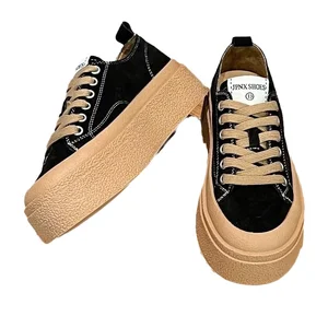 2026 New Women's Biscuit Shoes for Spring Summer Light Weight Canvas Thick Soles Platform Hard-Wearing Increase Strap Head Style