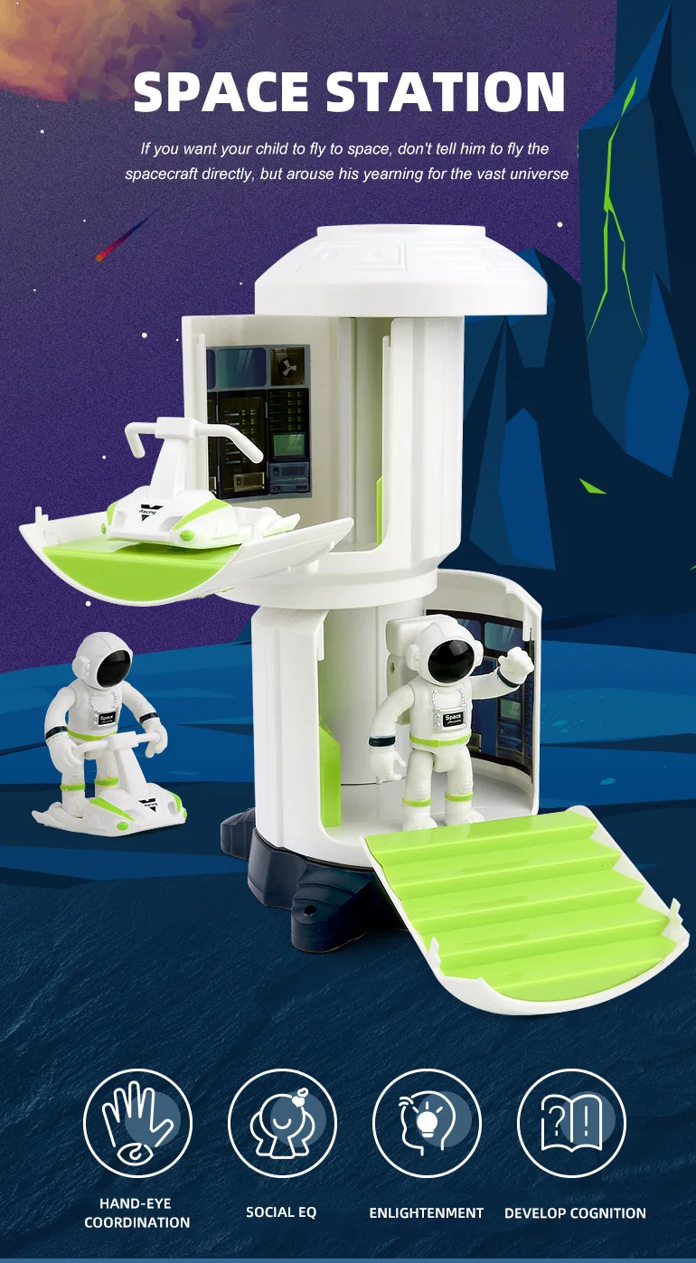 Children's Space Station toys with light and sound science education spacecraft simulation toy set with spaceman for boys girls