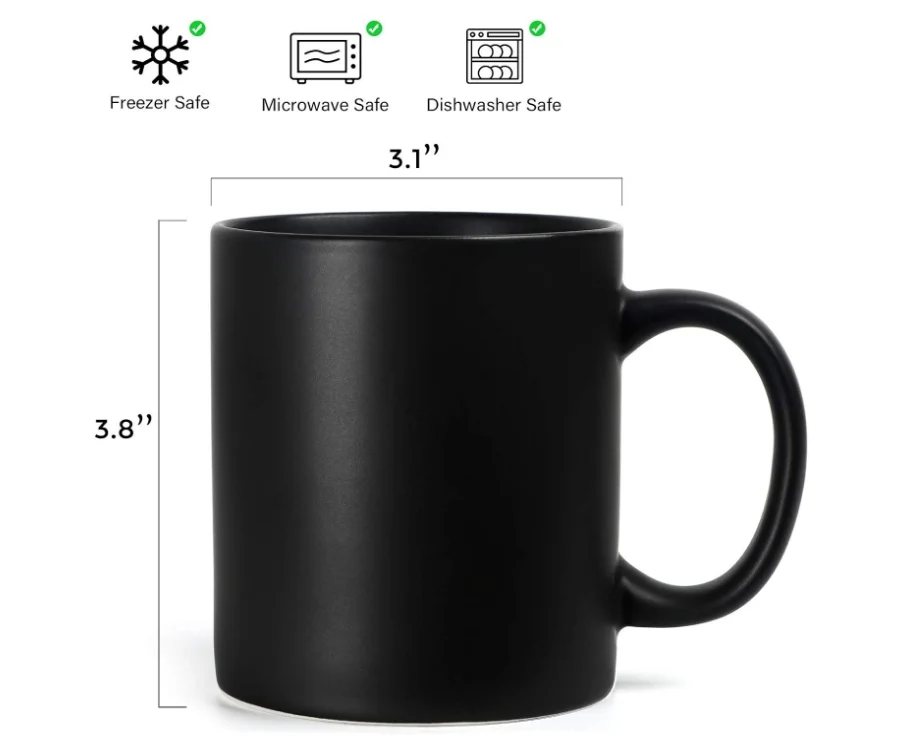 Customizable coffee mug, home ceramic mug, suitable for coffee, tea, cocoa and hot drinks, classic mug, matte black