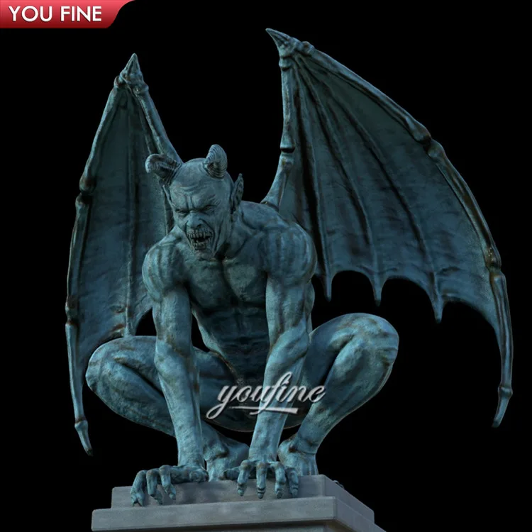 屋外の大きなカスタム金属鋳造モンスター彫刻ブロンズガーゴイル悪魔の
