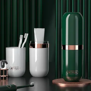 Modern Style Plastic Portable Travel Toothbrush Storage Box  Mouthwash Cup  Business Trip Set for Bathroom