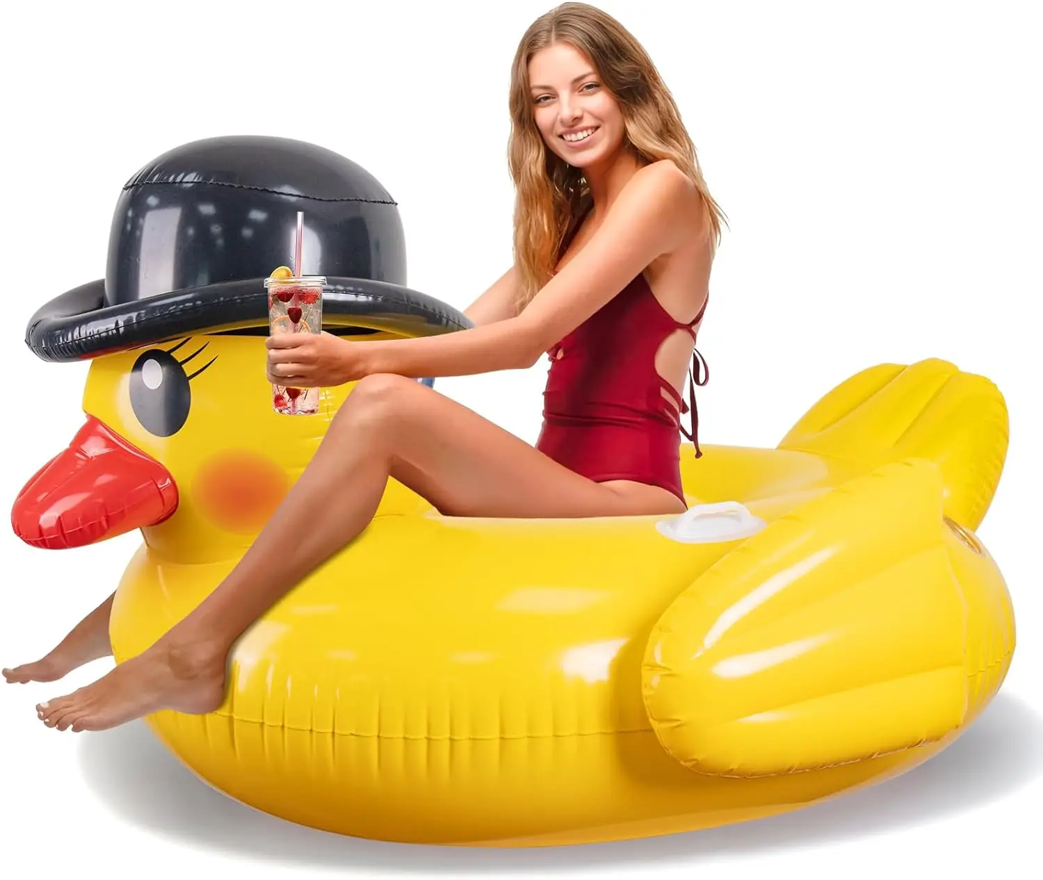 New Design Inflatable Big Yellow Duck Pool Floats with Lights Pool Floaty Rafts for Swimming Pool Tubes