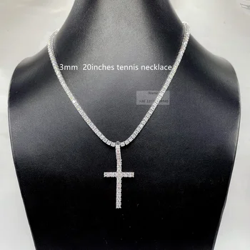 10k solid gold cross pendant and 10k tennis chain gold pendant solid gold necklace