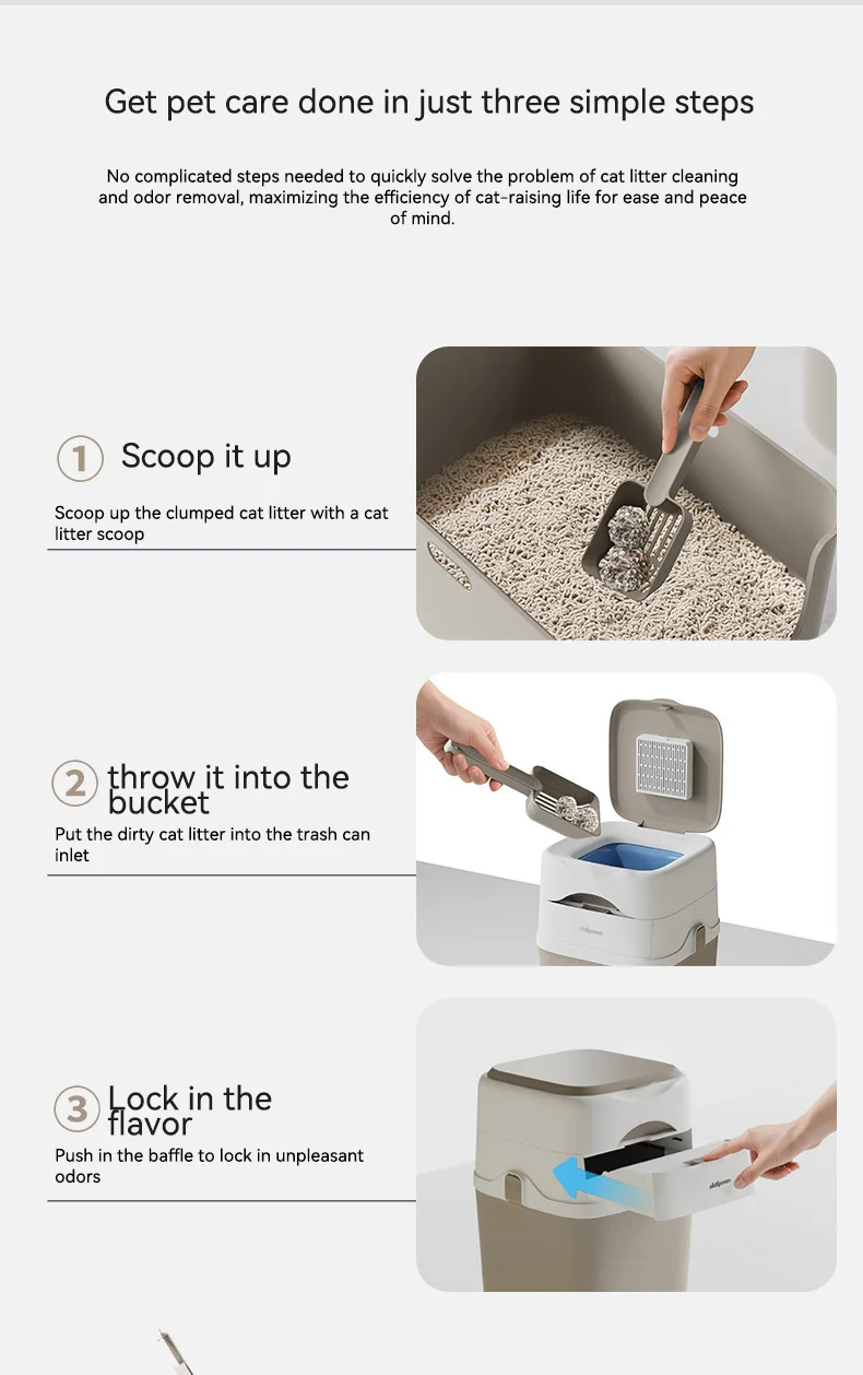 New Pet Trash Can with Odor Eliminator for Cat Litter & Waste Flip-Top Sealed Waste Bin for Home factory