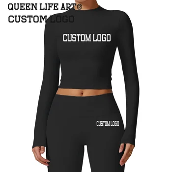 Womens long sleeve t-shirt High Quality 100% Cotton Casual Fashion OEM Custom 3D Embroidered Print  Custom Embroidery t shirt