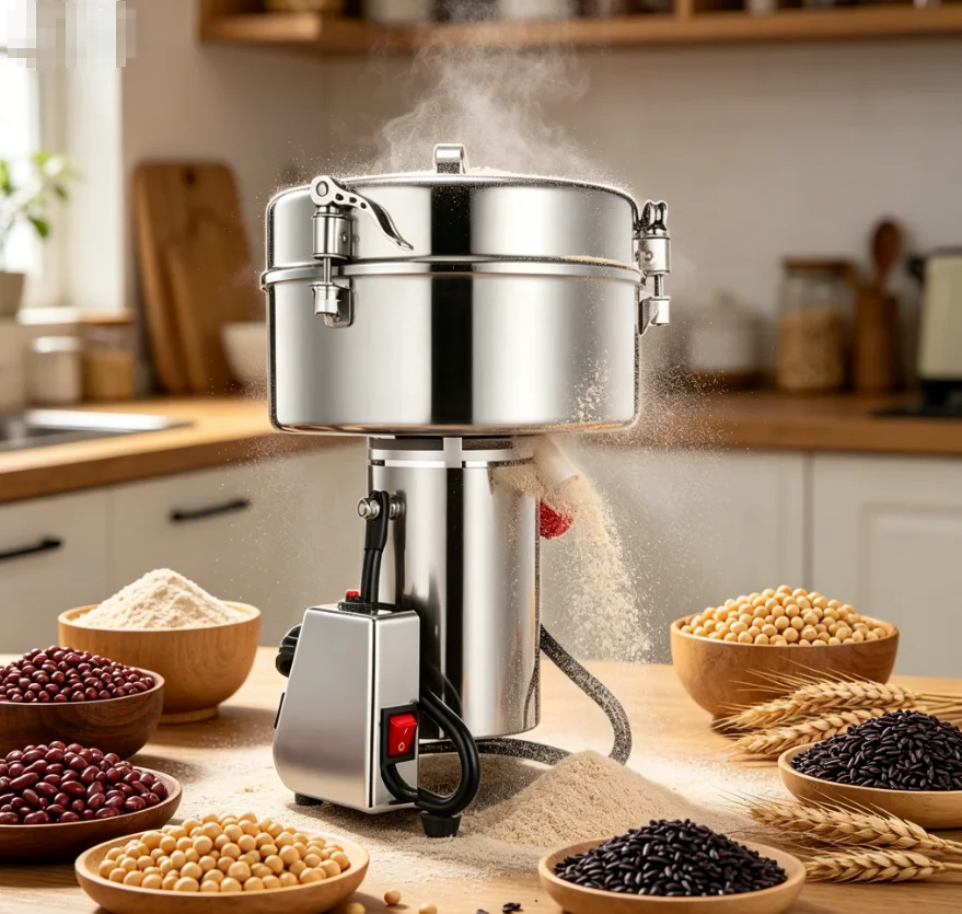 TEBAK Electric Vertical Grinder | Stainless Steel Spice Coffee Bean Grain Mill for Corn Soybean Peanut Grinding & Crushing