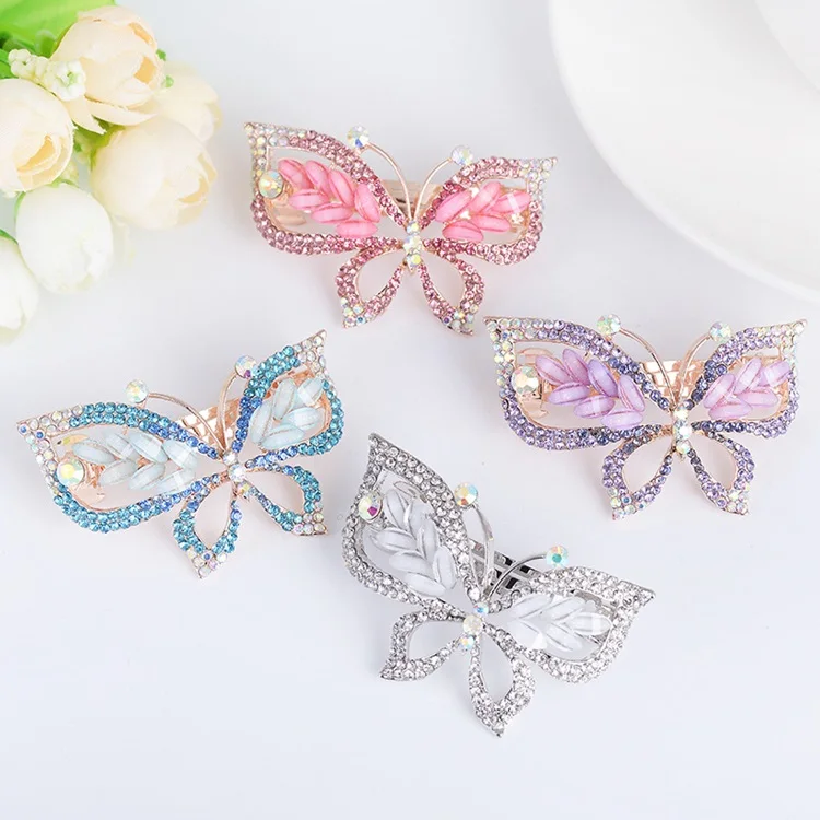 Colorful Crystal Spring Hair Clip Luxury Diamond Alloy Hairpin Sweet ...