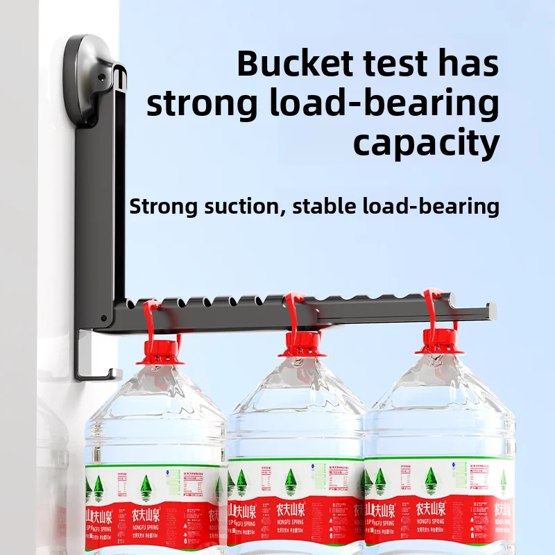 Small Indoor Telescopic Folding Clothes Storage Rack  Suction Cup Hanger No Punch Wall Hanging for Bathroom Drying