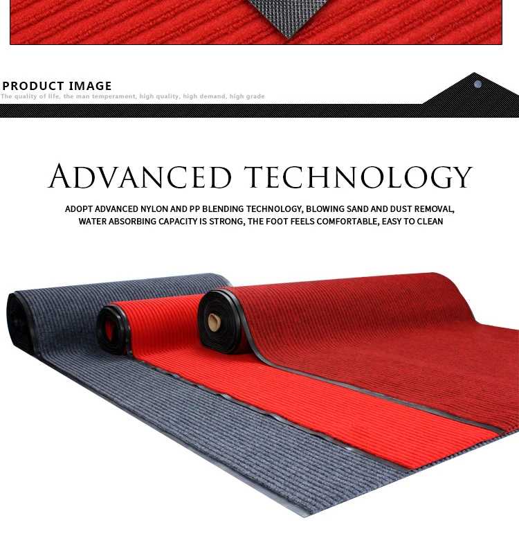 Red Cutting Doorways Corridors Pvc Areas Double Stripe Dust Removal Rug