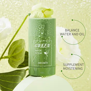 Organic plant green tea Clay Mask Stick deep cleansing oil control hydrating pore shrinking mask beauty skin care facial