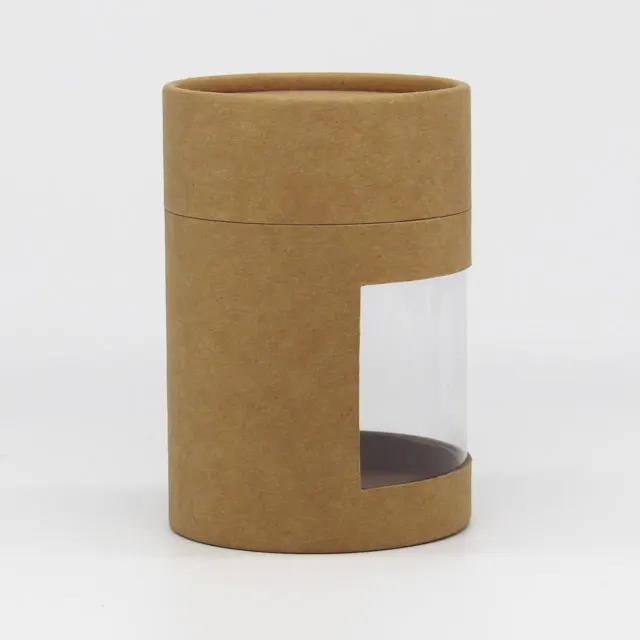 Recyclable Craft Cardboard Boxes Biodegradable Paper Kraft Packaging Tubes with clear Window