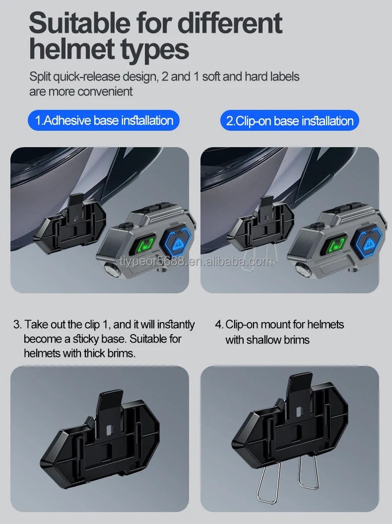 product tiypeor wireless earbuds waterproof noise cancelling handsfree rider motor headset led motorcycle intercom helmet headphone-8