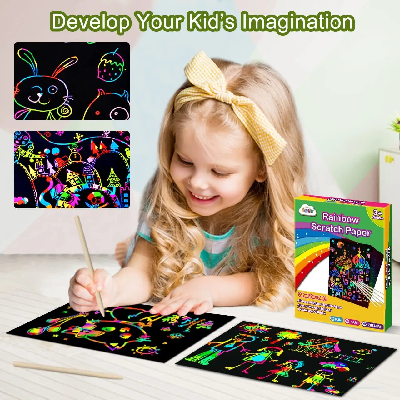 Disn Scratch Paper Art Set,Rainbow Magic Scratch Paper For Kids Black ...