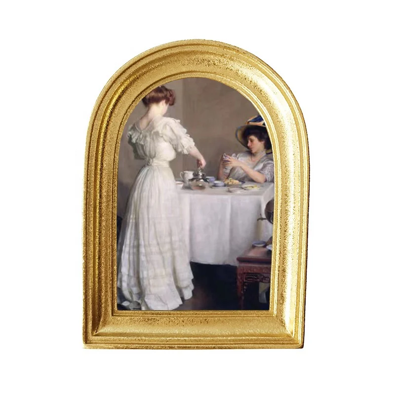 Custom Resin Small Photo Frame Mirror Simple Arched Shape Antique Gold Large Home Wedding Favor Decorations Gift