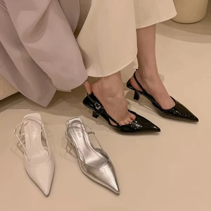 QuiteS New Summer Fashion Trend QuiteS Silver Pointed High-Heeled Sandals for Women Temperament Skinny Heels Head Single Shoes