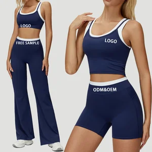 2026 Custom 4 Piece Solid Breathable Plus Size Activewear Fitness Sports Clothing Ribbed Seamless Workout Gym Set Yoga Sets