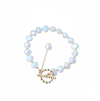 custom semi -precious natural fresh water pearl amethyst quartz real natural chakra ships stone bracelet natural stone jewelry