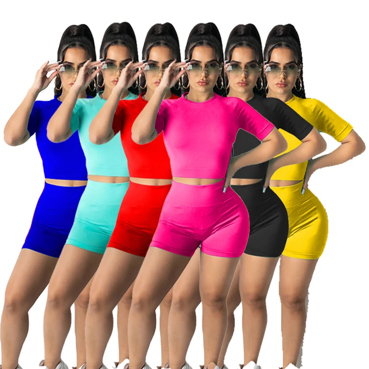 MOEN  Solid Color insiemi delle donne Casual 2 Piece Short Pants Set 2021 New Arrivals Two Piece Set Women Clothing