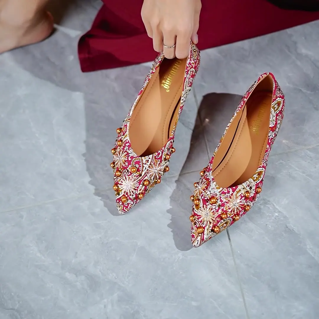 Red Wedding Shoes Women's New Thick Heels Chinese Style Toast Bridal Shoes  Wedding Shoes Winter High Heels, image size:1080x1080