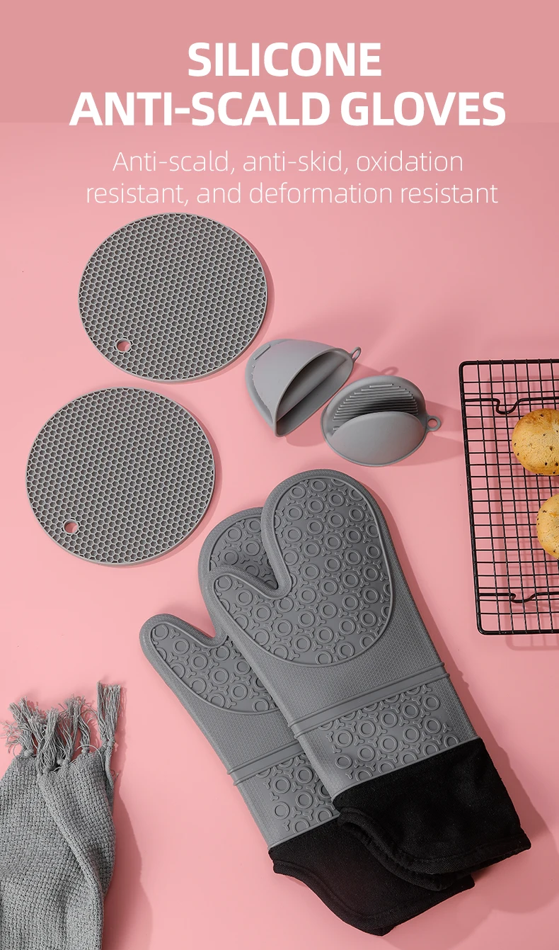 Oven Mitts Pot Holders Bbq Microwave Cooking Glove Kitchen Baking