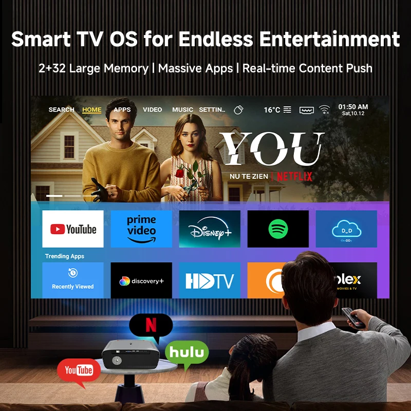 OEM 2024 New Full HD Android WIFI Video Projector 4K Wireless Movie Home Play Theater Meeting Office Proyector